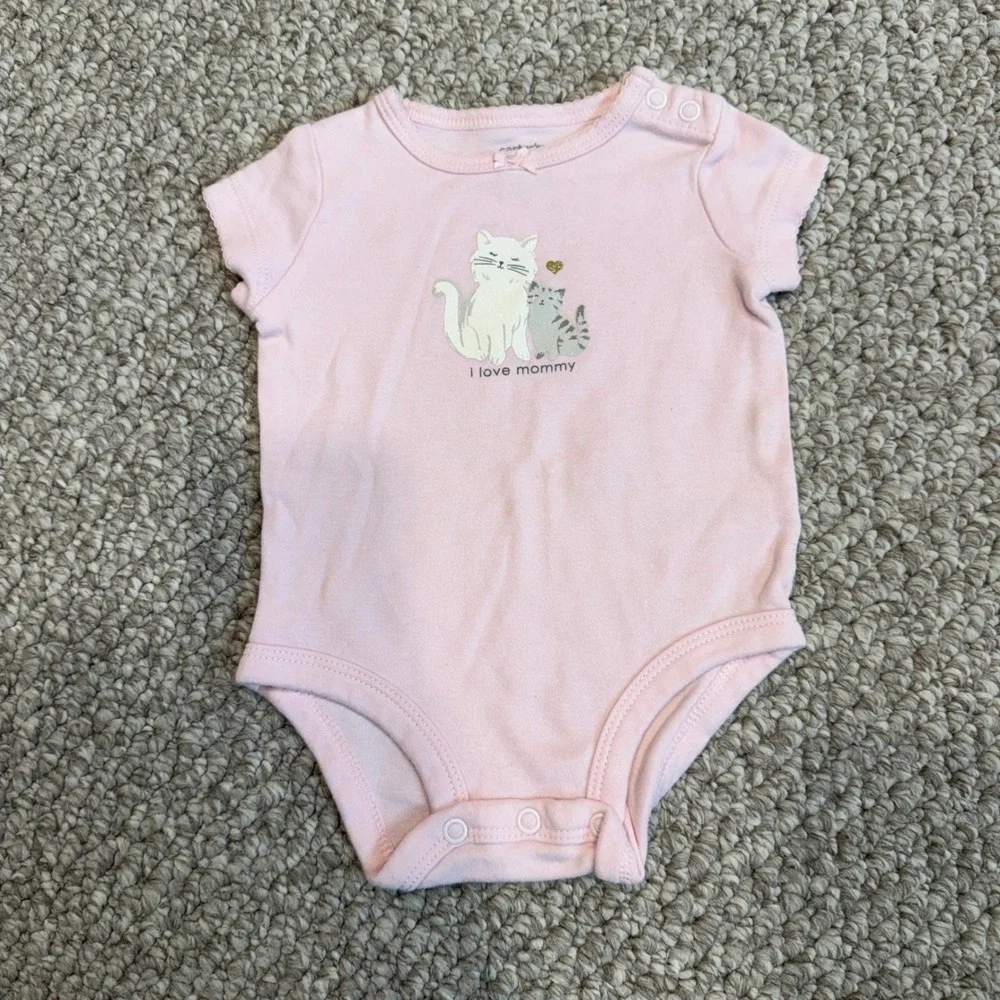 Carters Baby Girls Size 3 Months I Love Mommy Cat Bodysuit Leopard Leggings Set‎